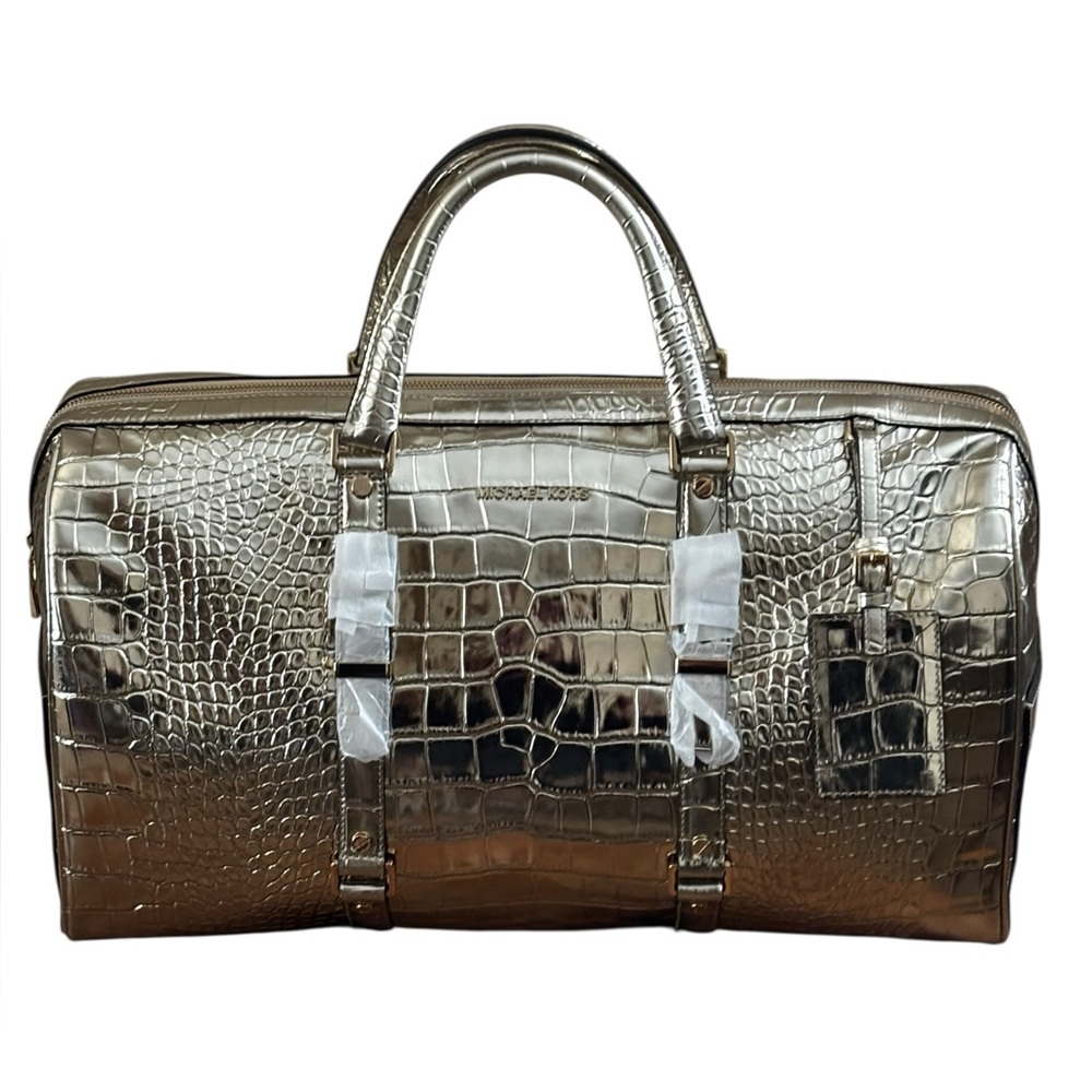 Michael Kors Bedford Travel Pale Gold XL Weekender Embossed Leather - Picture 3 of 15